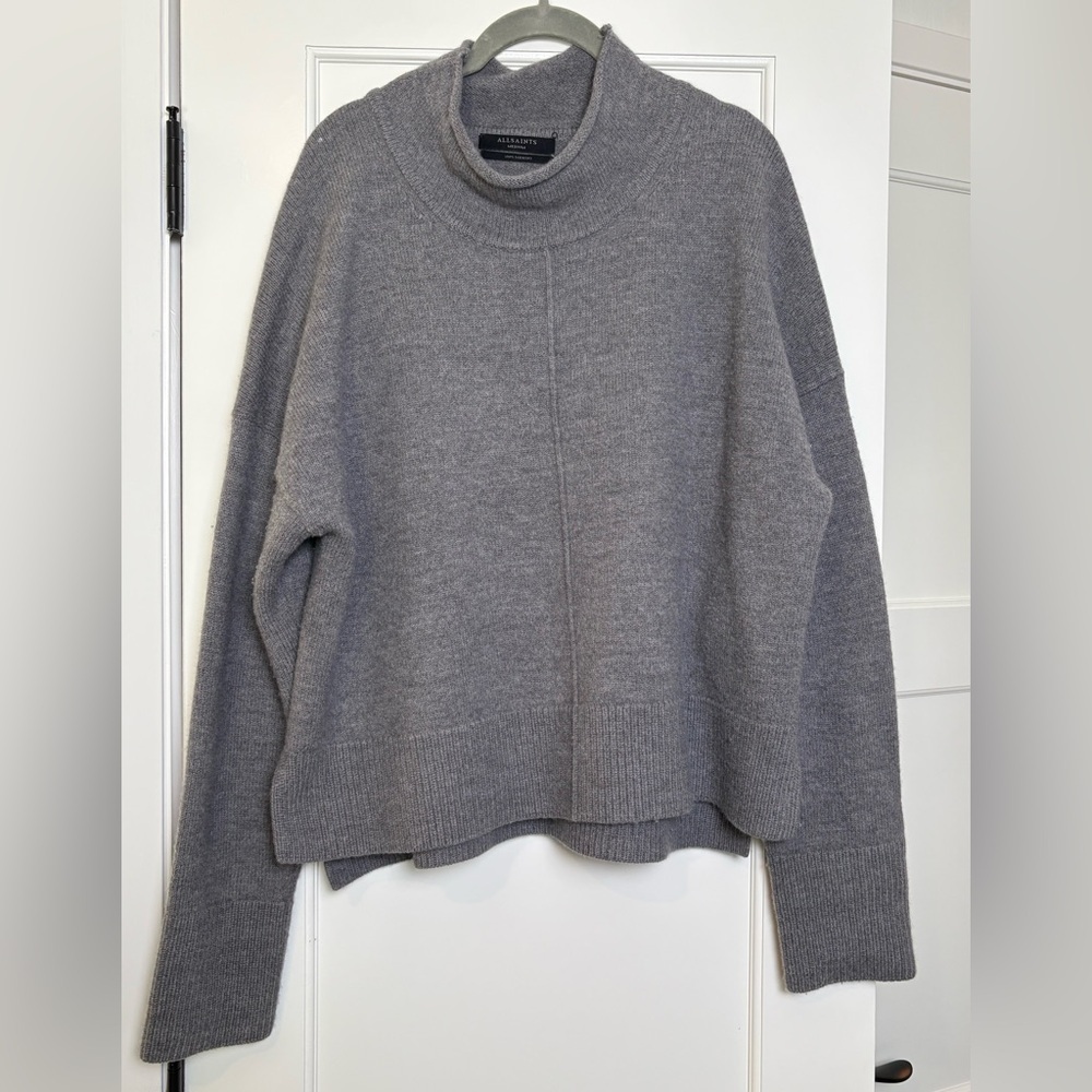 AllSaints Olsa Merino Wool Grey Sweater (Medium) - Picture 3 of 5